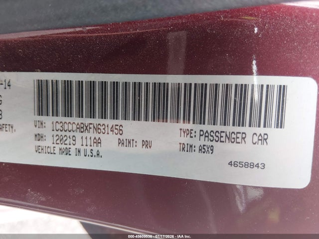 1C3CCCABXFN631456 Chrysler 200 Limited