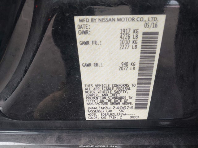 Nissan Altima 2.5 Sr 2016 1N4AL3AP2GC240626 Image 9