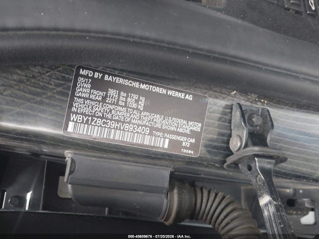 Aukcja sprzedaży 2017 Bmw I3 94 Ah W/range Extender, vin: WBY1Z8C39HV893409, numer aukcji: 45609676
