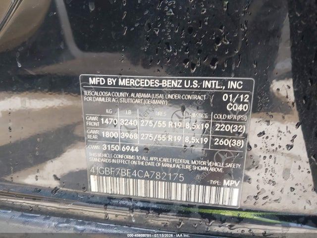 Продажа на аукционе авто 2012 Mercedes-benz Gl 450 4matic, vin: 4JGBF7BE4CA782175, номер лота: 45609701