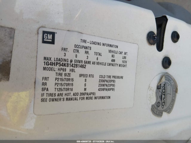 Aukcja sprzedaży 2001 Buick Lesabre Custom, vin: 1G4HP54K814281462, numer aukcji: 45609725