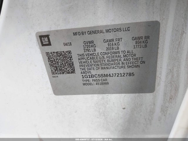 1G1BC5SM4J7212785 Chevrolet Cruze Ls Auto