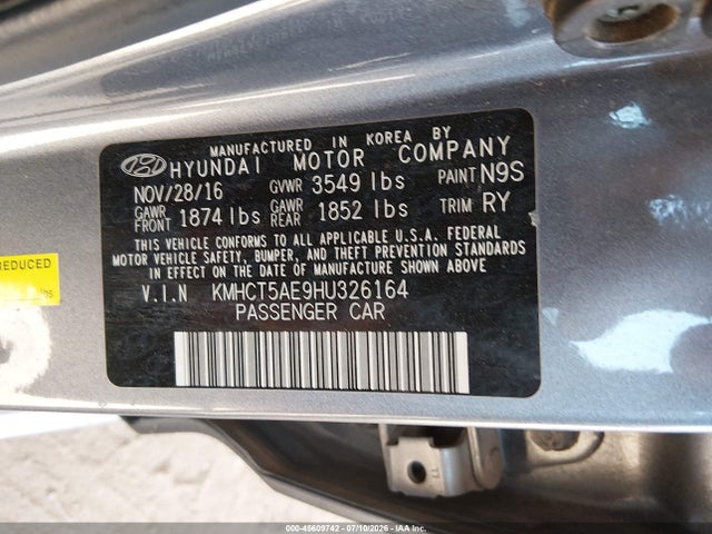 Hyundai ACCENT SE 2017 KMHCT5AE9HU326164 Image 9