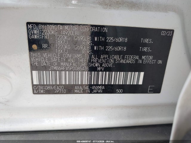 JTMB6RFV5PD085435 Toyota Rav4 Hybrid Xle Premium