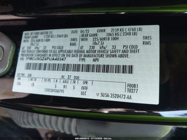 Ford Escape Active 2023 1FMCU9GZ4PUA40347 Image 9
