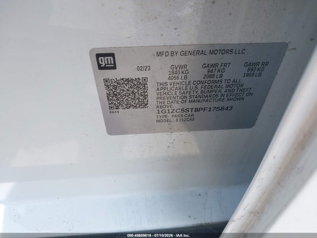 1G1ZC5ST8PF175843 Chevrolet Malibu Fwd 1fl