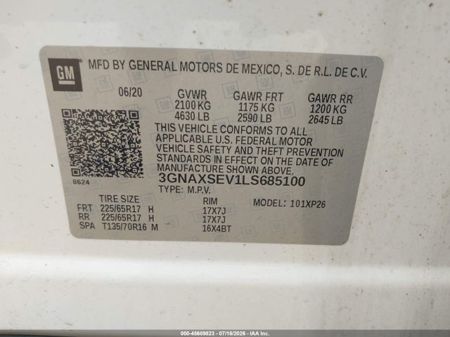 Chevrolet Equinox Awd Ls 2020 3GNAXSEV1LS685100 Image 9