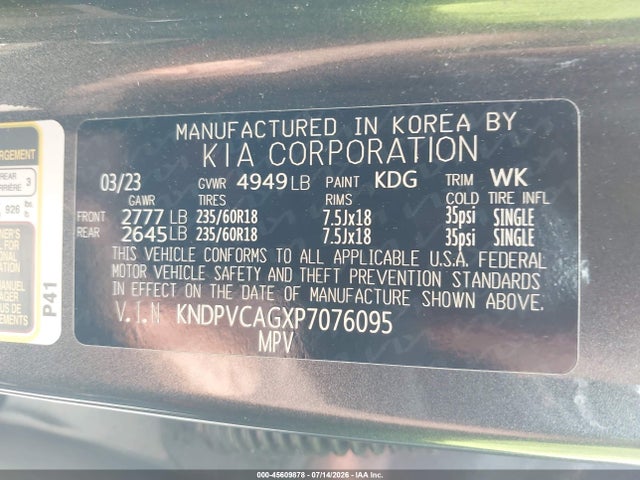 Aukcja sprzedaży 2023 Kia Sportage Hybrid Ex, vin: KNDPVCAGXP7076095, numer aukcji: 45609878