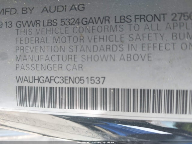 45609903 :رقم المزاد ، WAUHGAFC3EN051537 vin ، 2014 Audi A6 3.0t Premium Plus مزاد بيع