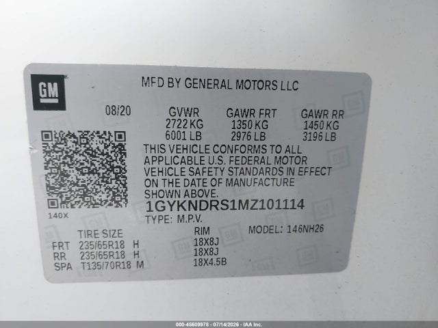 Aukcja sprzedaży 2021 Cadillac Xt5 Awd Premium Luxury, vin: 1GYKNDRS1MZ101114, numer aukcji: 45609978