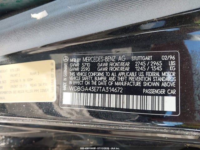 Продажа на аукционе авто 1996 Mercedes-benz S 420, vin: WDBGA43E7TA314672, номер лота: 45610009