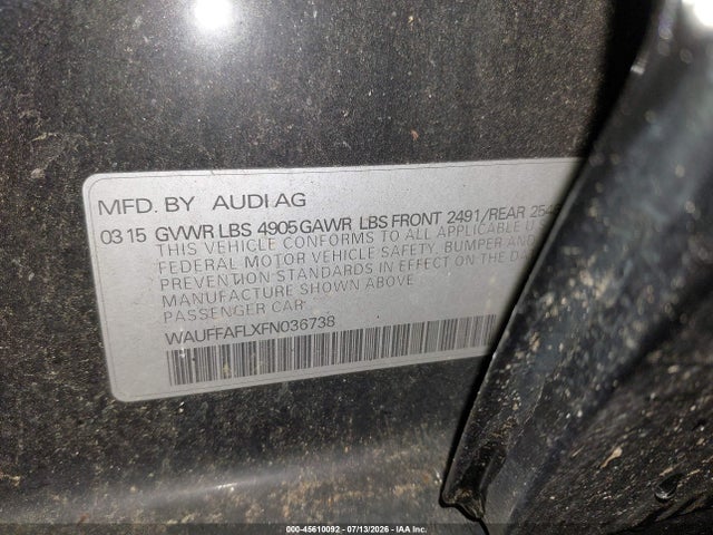 Auction sale of the 2015 Audi A4 2.0t Premium, vin: WAUFFAFLXFN036738, lot number: 45610092