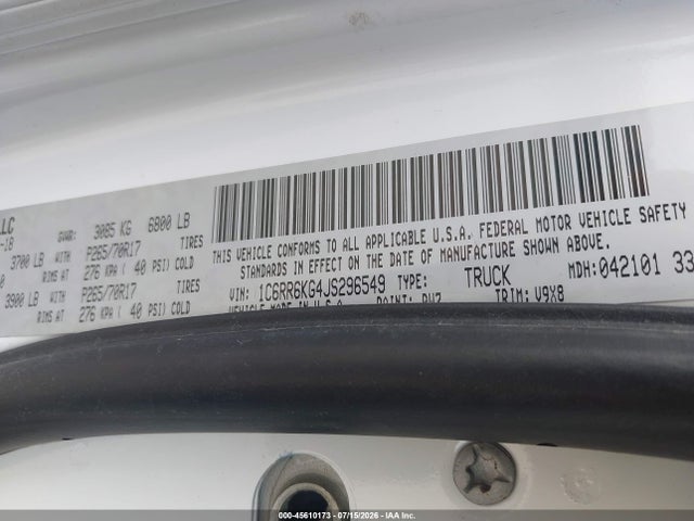 Продажа на аукционе авто 2018 Ram 1500 Tradesman  4x2 5'7 Box, vin: 1C6RR6KG4JS296549, номер лота: 45610173