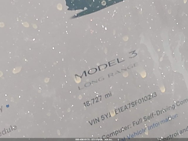 Aukcja sprzedaży 2025 Tesla Model 3 Long Range Rear-wheel Drive/standard Rear-wheel Drive, vin: 5YJ3E1EA7SF010213, numer aukcji: 45610175