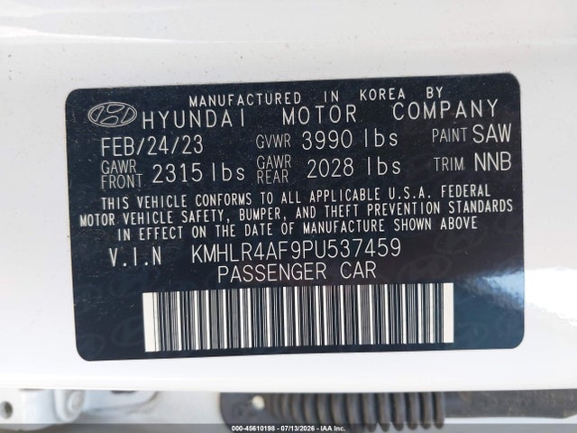 Aukcja sprzedaży 2023 Hyundai Elantra N Line, vin: KMHLR4AF9PU537459, numer aukcji: 45610198