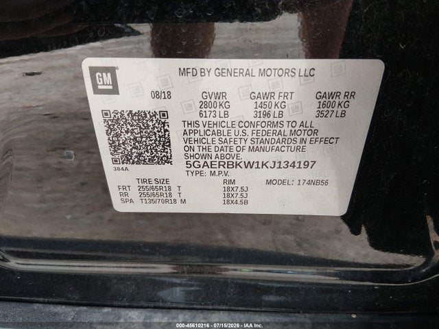 Продаж на аукціоні авто 2019 Buick Enclave Fwd Essence, vin: 5GAERBKW1KJ134197, номер лоту: 45610216