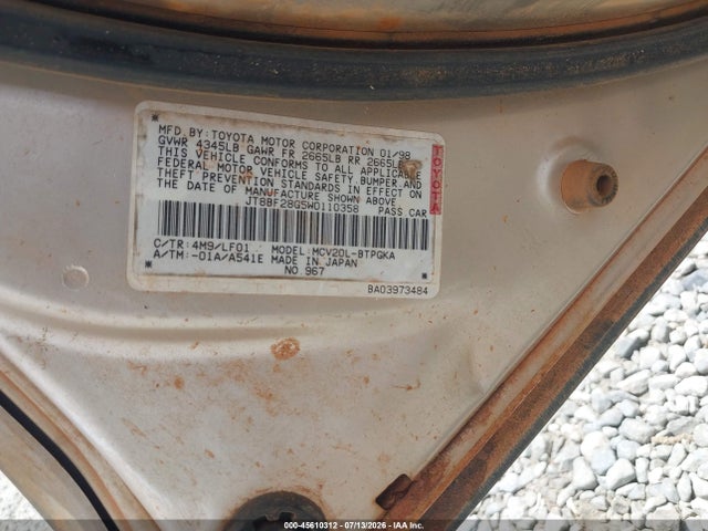 1998 Lexus Es 300 მანქანა იყიდება აუქციონზე, vin: JT8BF28G5W0110358, აუქციონის ნომერი: 45610312