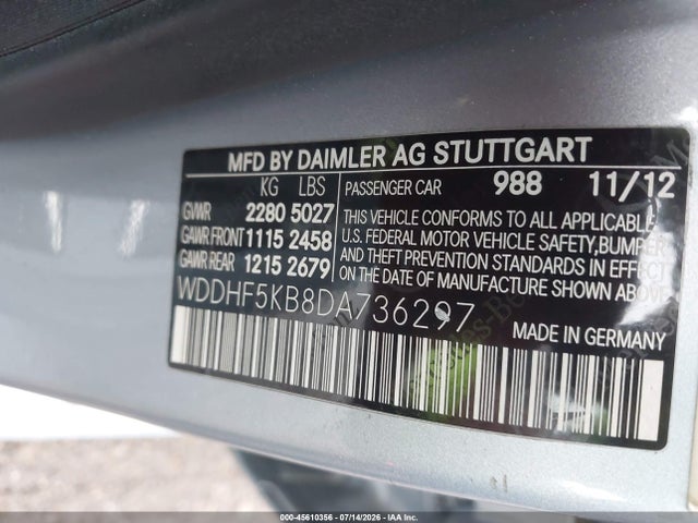 Aukcja sprzedaży 2013 Mercedes-benz E 350, vin: WDDHF5KB8DA736297, numer aukcji: 45610356