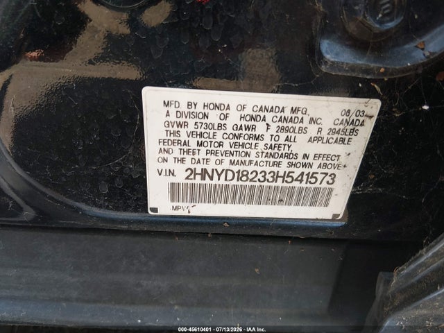 Aukcja sprzedaży 2003 Acura Mdx, vin: 2HNYD18233H541573, numer aukcji: 45610401