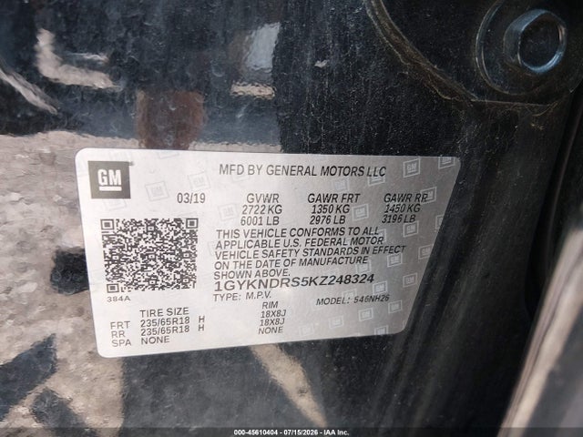 Продаж на аукціоні авто 2019 Cadillac Xt5 Luxury, vin: 1GYKNDRS5KZ248324, номер лоту: 45610404
