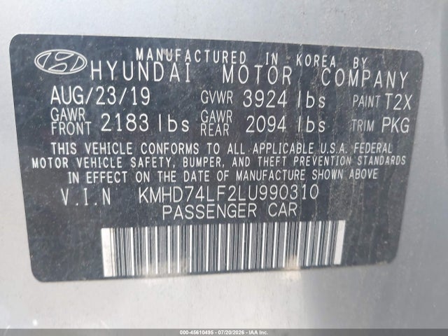 Hyundai ELANTRA SE 2020 KMHD74LF2LU990310 Image 9