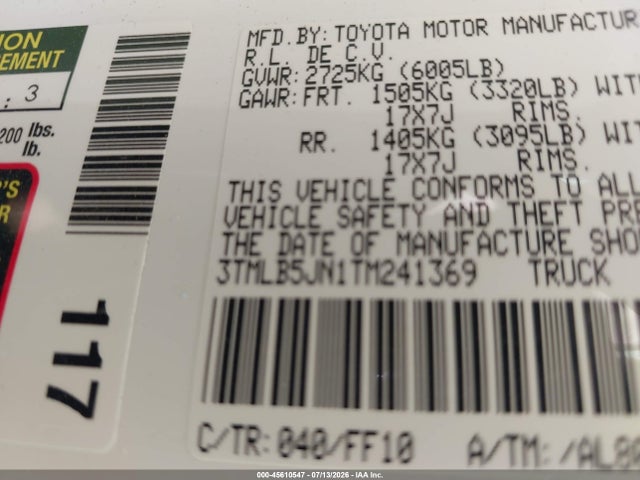 3TMLB5JN1TM241369 Toyota Tacoma Sr5