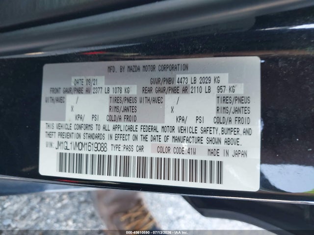 Продаж на аукціоні авто 2021 Mazda Mazda6 Touring, vin: JM1GL1VM0M1619088, номер лоту: 45610590