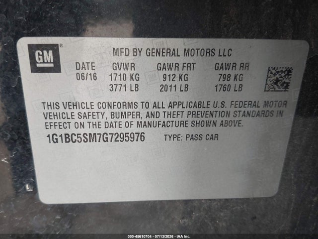 1G1BC5SM7G7295976 Chevrolet Cruze Ls Auto