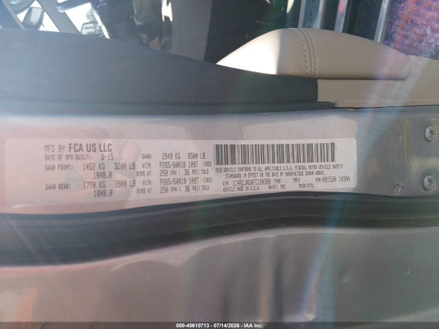 1C4RDJAGXFC120389 Dodge Durango Sxt