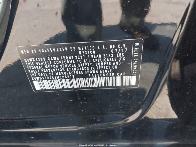 Продажа на аукционе авто 2018 Volkswagen Jetta 1.8t Se Sport, vin: 3VWD17AJ4JM205878, номер лота: 45610747