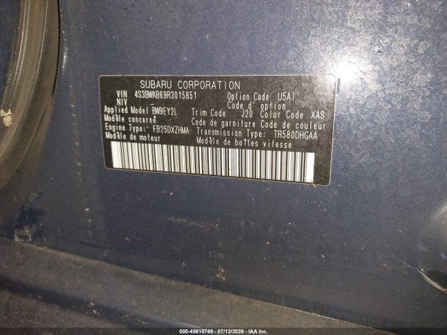 2024 Subaru Legacy მანქანა იყიდება აუქციონზე, vin: 4S3BWAB69R3015851, აუქციონის ნომერი: 45610749