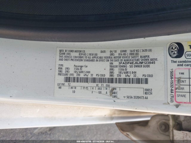 Ford FIESTA SE 2018 3FADP4EJ6JM123845 Image 9