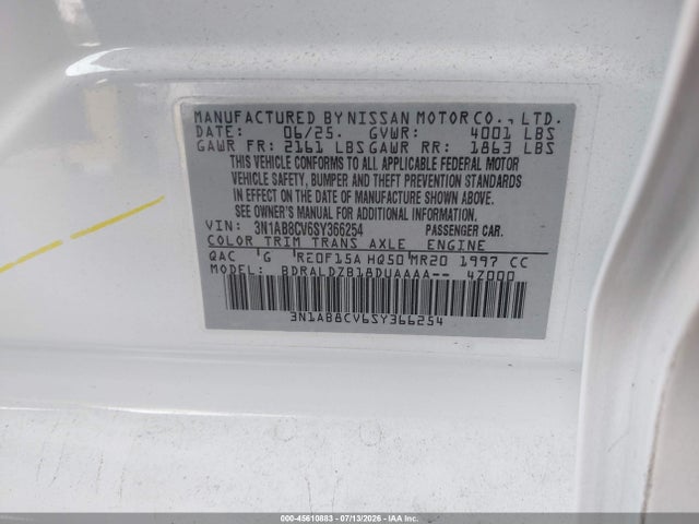 Nissan SENTRA SV 2025 3N1AB8CV6SY366254 Image 9