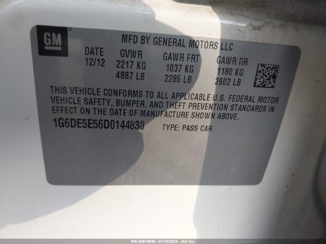 2013 Cadillac Cts Luxury მანქანა იყიდება აუქციონზე, vin: 1G6DE5E56D0144830, აუქციონის ნომერი: 45610946