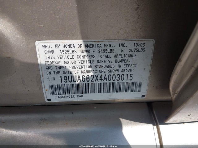 Продажа на аукционе авто 2004 Acura Tl, vin: 19UUA662X4A003015, номер лота: 45610973