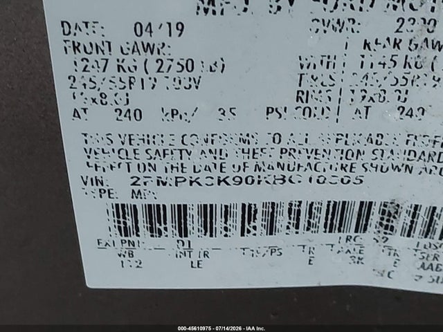Ford Edge Titanium 2019 2FMPK3K90KBC10505 Image 9