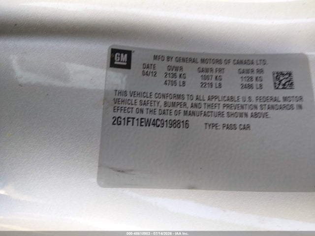 Aukcja sprzedaży 2012 Chevrolet Camaro 2ss, vin: 2G1FT1EW4C9198816, numer aukcji: 45610983
