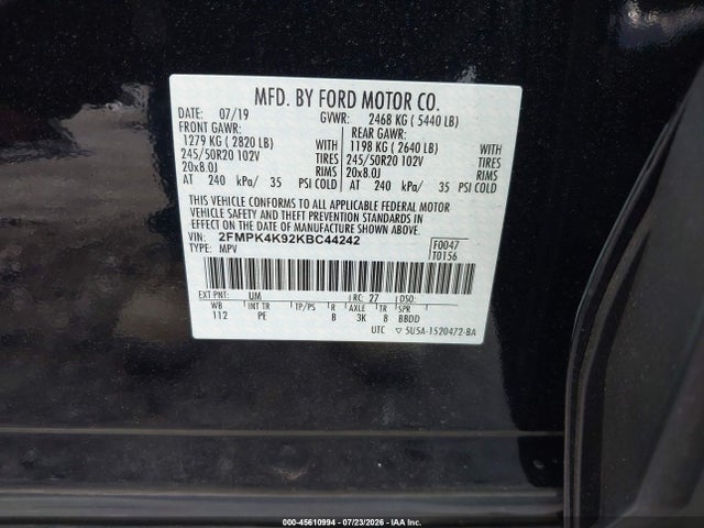 Ford Edge Titanium 2019 2FMPK4K92KBC44242 Image 9