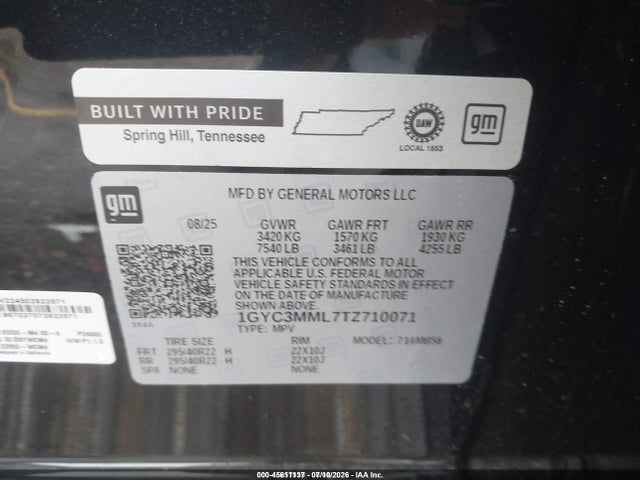 45611137 :رقم المزاد ، 1GYC3MML7TZ710071 vin ، 2026 Cadillac Vistiq Premium Luxury مزاد بيع