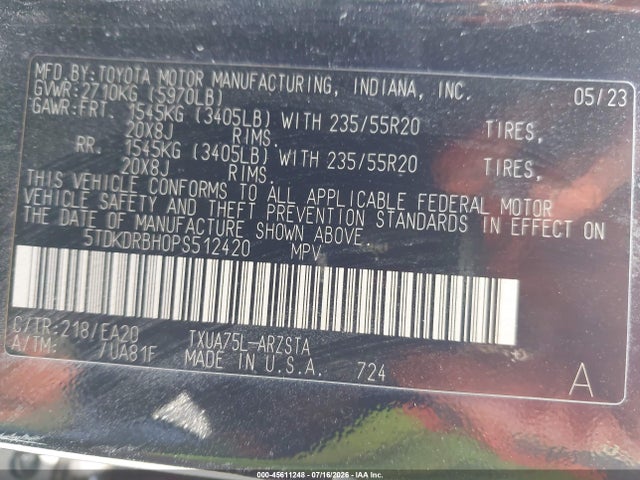 Toyota Highlander Xse 2023 5TDKDRBH0PS512420 Image 9