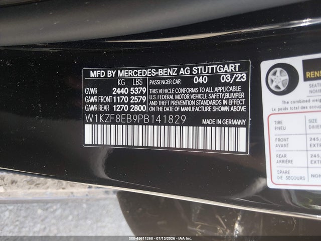 2023 Mercedes-benz E 350 4matic მანქანა იყიდება აუქციონზე, vin: W1KZF8EB9PB141829, აუქციონის ნომერი: 45611268