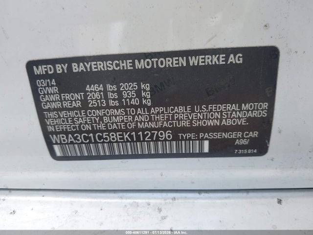 WBA3C1C58EK112796 BMW 328I