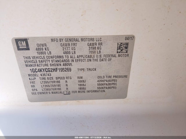 1GC4KYCG2HF195269 Chevrolet Silverado 3500hd Work Truck