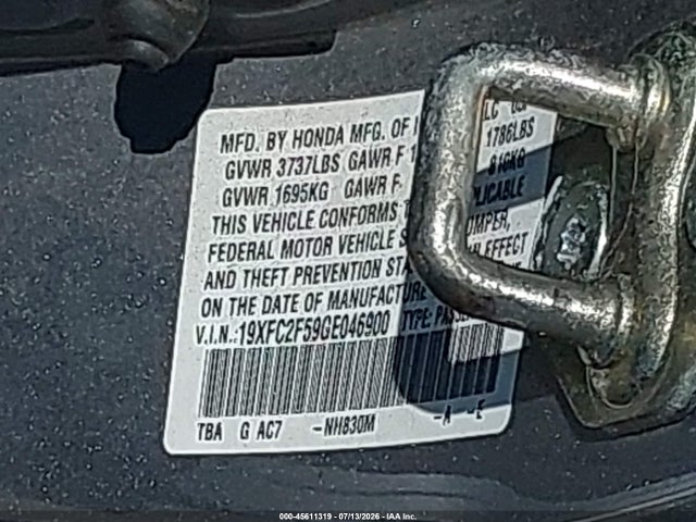 Honda Civic Lx 2016 19XFC2F59GE046900 Image 9