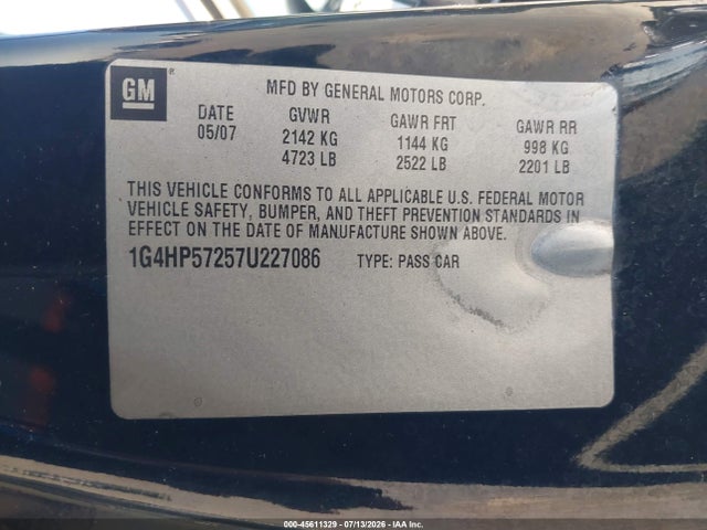 45611329 :رقم المزاد ، 1G4HP57257U227086 vin ، 2007 Buick Lucerne Cx مزاد بيع