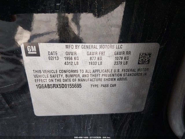 Aukcja sprzedaży 2013 Cadillac Ats Luxury, vin: 1G6AB5RX5D0155695, numer aukcji: 45611458