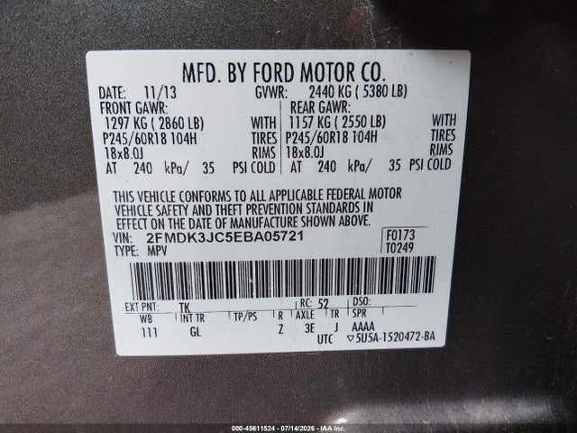 Ford EDGE SEL 2014 2FMDK3JC5EBA05721 Image 9