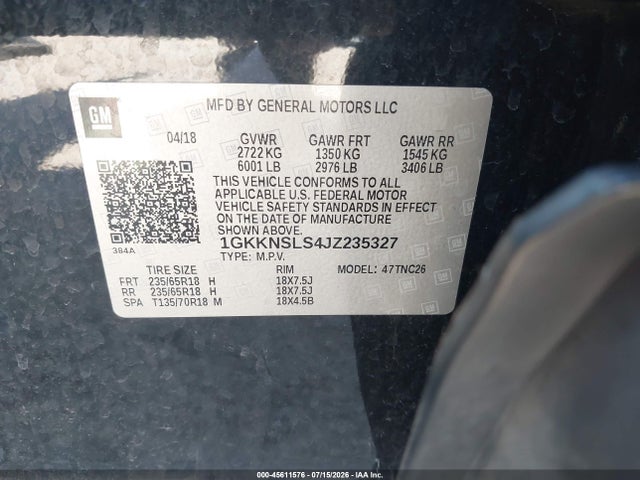 GMC Acadia Sle-2 2018 1GKKNSLS4JZ235327 Image 9