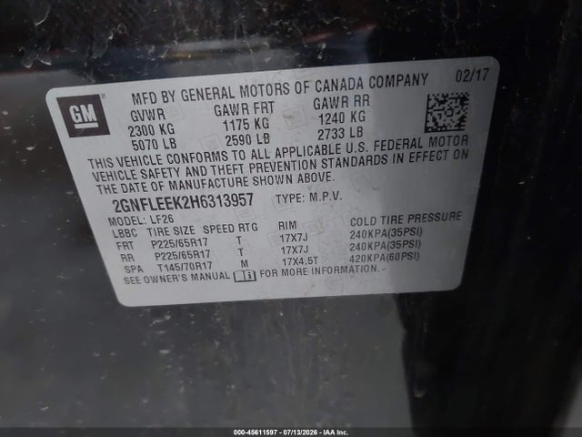 2GNFLEEK2H6313957 Chevrolet EQUINOX LS