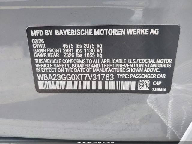 Продажа на аукционе авто 2026 Bmw 228 Gran Coupe Xdrive, vin: WBA23GG0XT7V31763, номер лота: 45611599